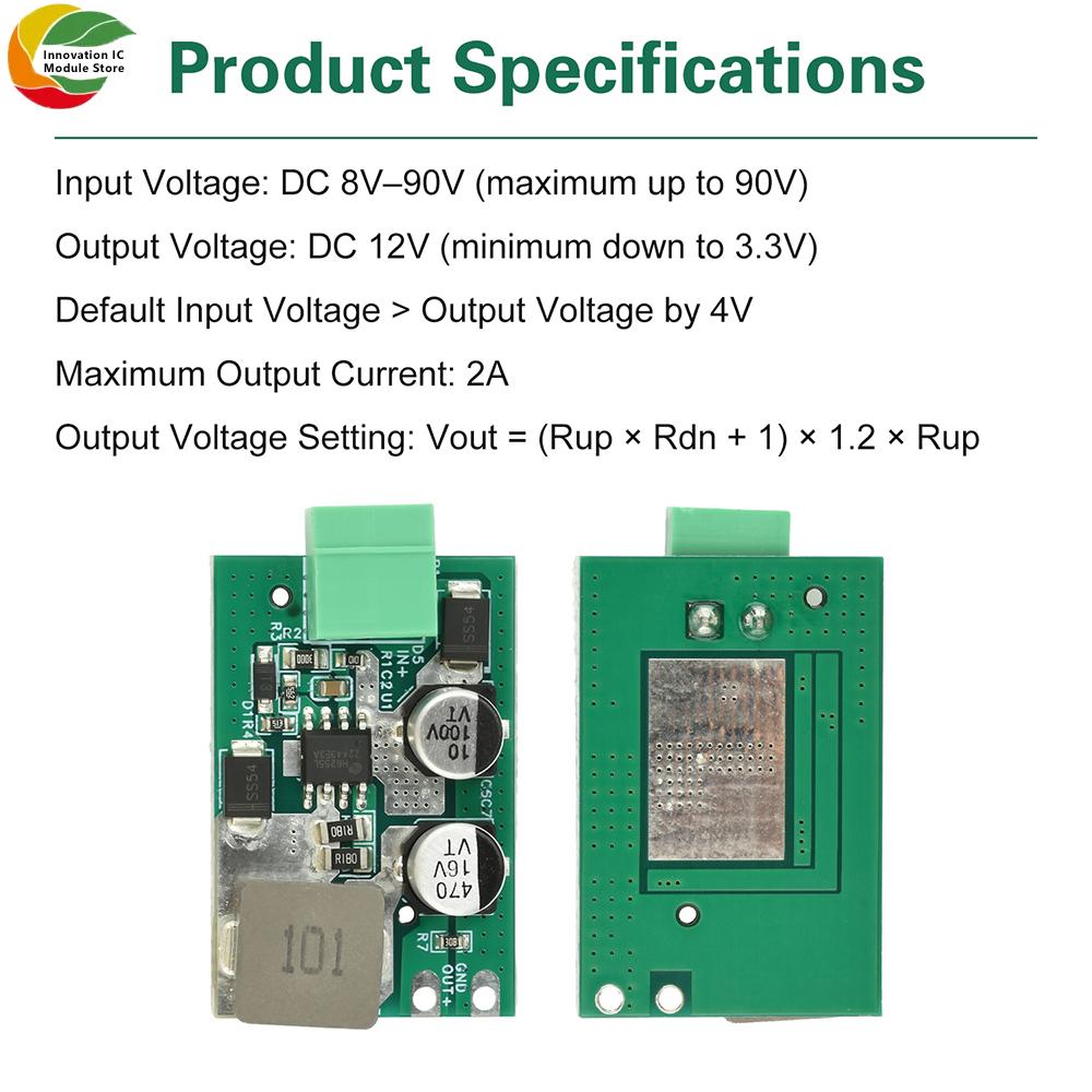 DC-DC Step-Down Module: 8-90V Input to 12V Output with 2A High Current Constant Voltage and Current Control Module