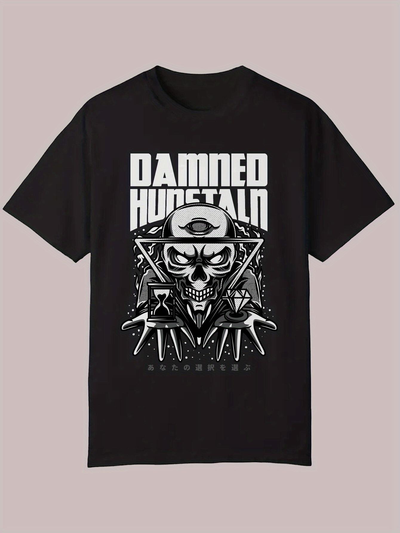 Damned Skull Graphic T-shirt - Black Casual Summer Tee with White Skull & Crossbones Design S