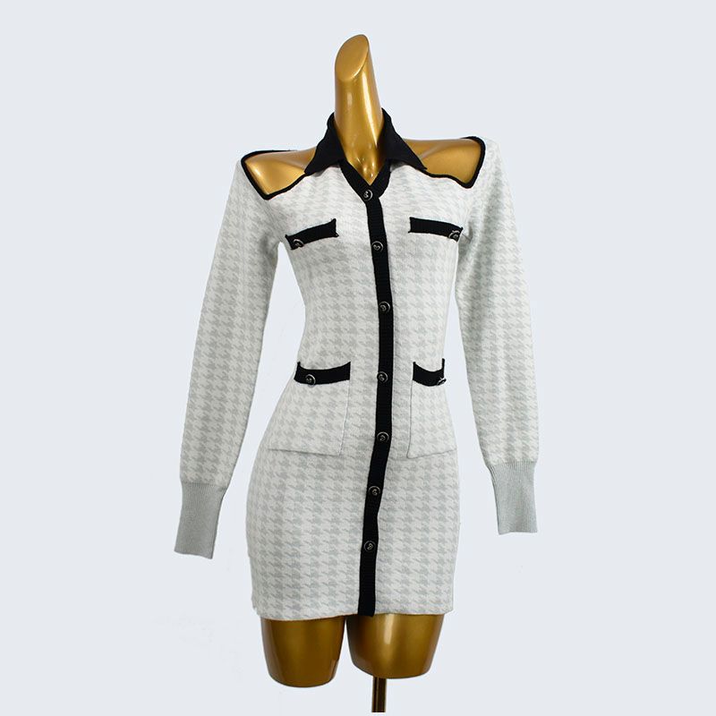 

Withdraw from Cupboard Autumn Pullover Halterneck French Style Long Sleeve Knitting Silm Dress Classic Style off-Shoulder Stylish Bodycon Dress Picture color One size