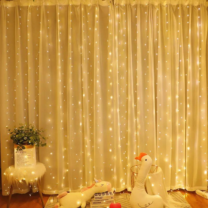 Window Curtain Lights Fairy Lights USB Powered Waterproof Lights Curtain Lights for Party Wedding Festival with Remote Control 3x3M