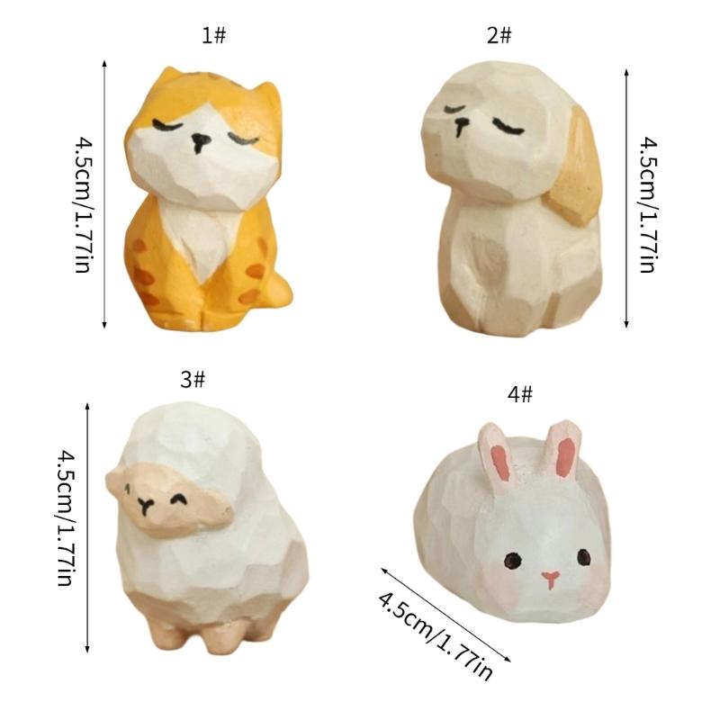 Hand Carved Cats/Dog/Sheep/Bunnies Figurines Table Decoration for Living Room,Bathroom Wooden Animal Statue Home Decors