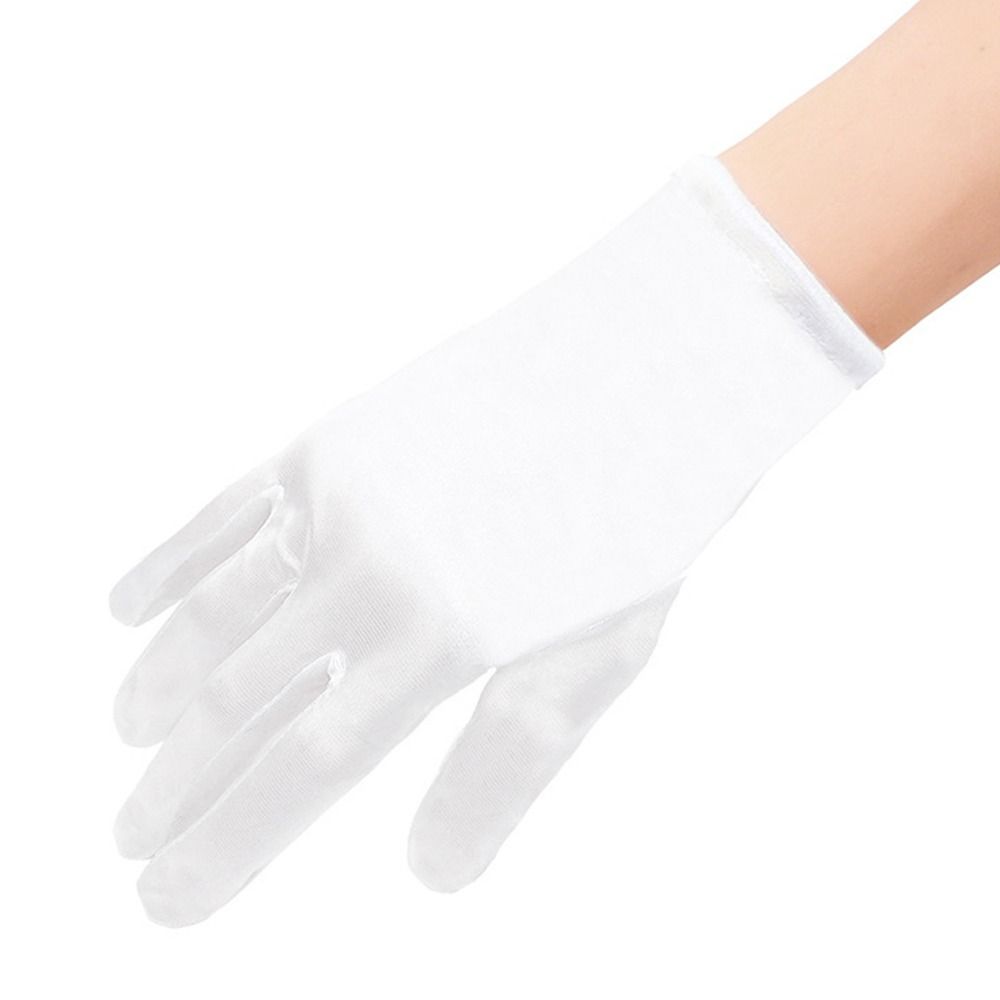 White Lace Gloves Glossy Satin Etiquette Dress Gloves Creative Children's Wedding Gloves Holiday