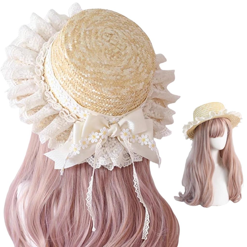Lolita Straw Boater Hair Parent and Gothic Tea Halloween Child Size [Ligwon] Hat, Hat, Hat, Accessory, Lolita, Child, Adult, Child, Morigar, Lolita,