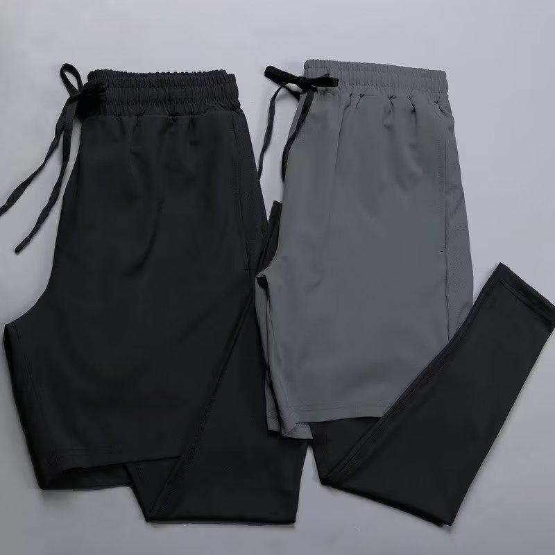 Men's Quick-Dry Stretch Basketball Training Pants - Fake Two-Piece, Lightweight, for Running & Fitness (Spring, Summer, Autumn)