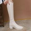 Fashion Warm Elegant Heeled Pointed Toe Knee High Shaft Shoes Woman Demi-season Waterproof New in Comfortable Pu 39 Long Boots for Women