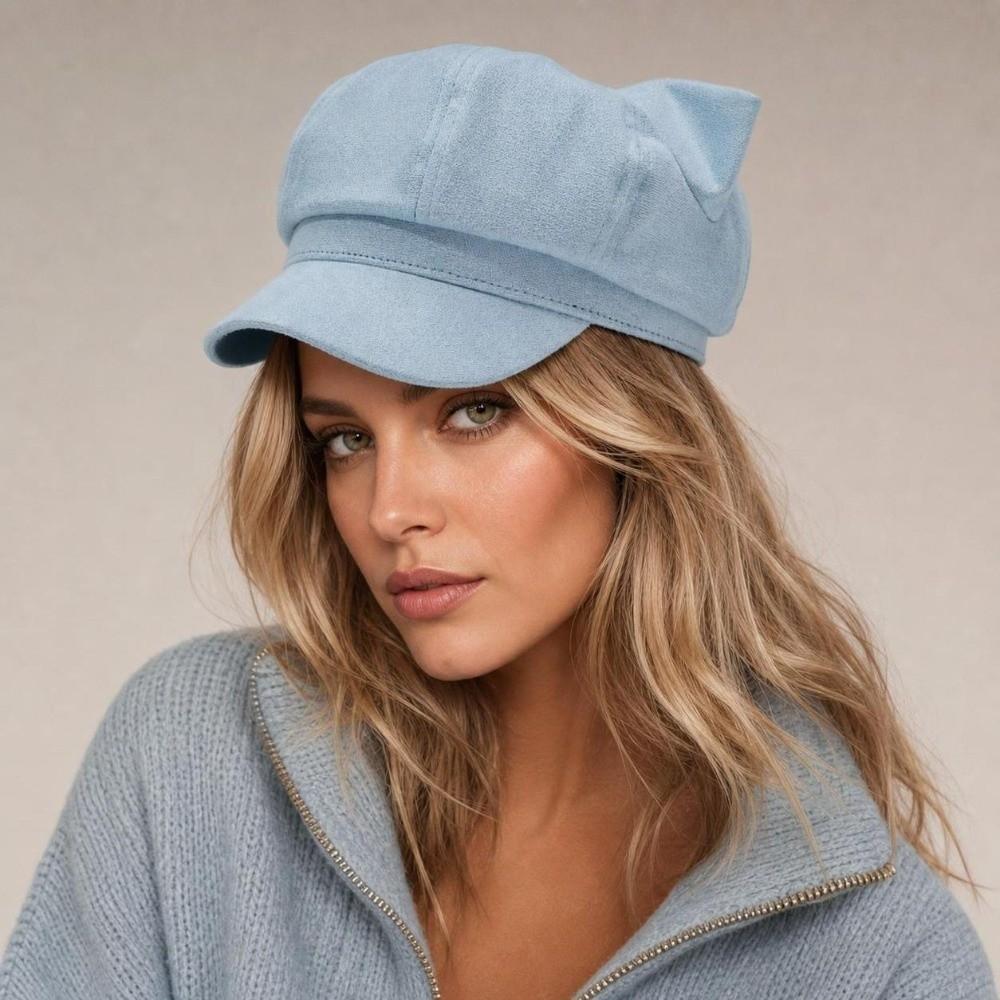 Adjustable Cat Ear Beret Warm Lining Octagonal Hat New Newsboy Cap Women