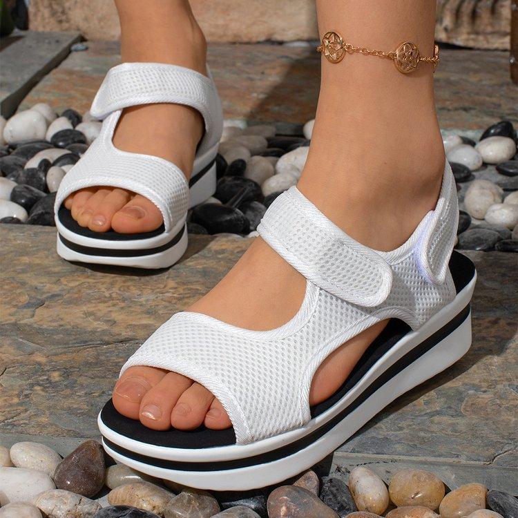 Große Größe 43 Klettverschluss Sportwind breiter Riemen mit Sandalen 2025 Sommer dicke Sohle erhöhend Außenhandel Damenschuhe