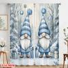 2 Stück, 2D-Flachdruck Vorhänge & Fensterdekoration Niedliche Zwerge Weihnachten Schnee Winter Strapazierfähiger 100% Polyesterstoff (ohne Stange)