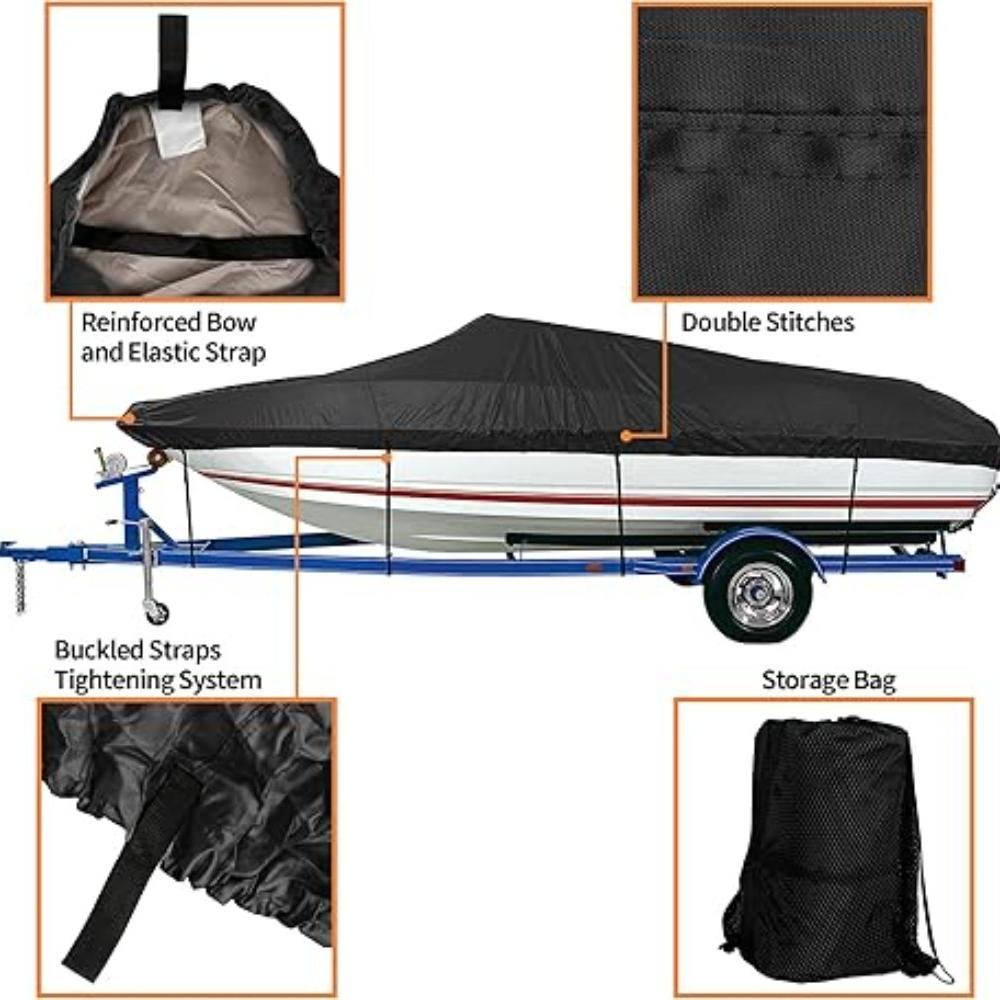 Outdoor V-Shaped Yacht Cover, 190T Polyester Taffeta Fabric, Waterproof Sunproof Dustproof Full Boat Hull Protector