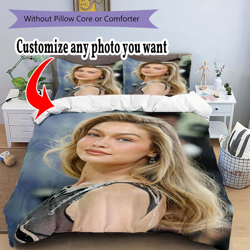 Personalizza Immagine Personalizza la tua foto Set Biancheria da Letto Copripiumino Traspirante con Federe Decorazione per la Casa Regalo di Compleanno