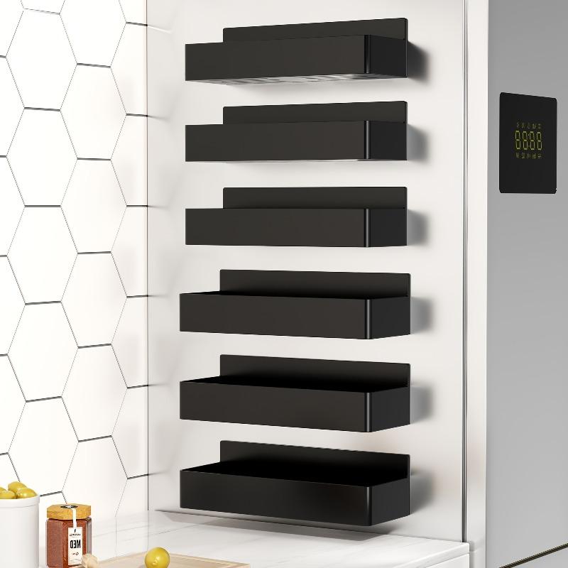 

6pcs Magnetic Storage Rack Set – Black & White Minimalist! No-Drill for Fridge/Washing Machine, Strong Load-Bearing