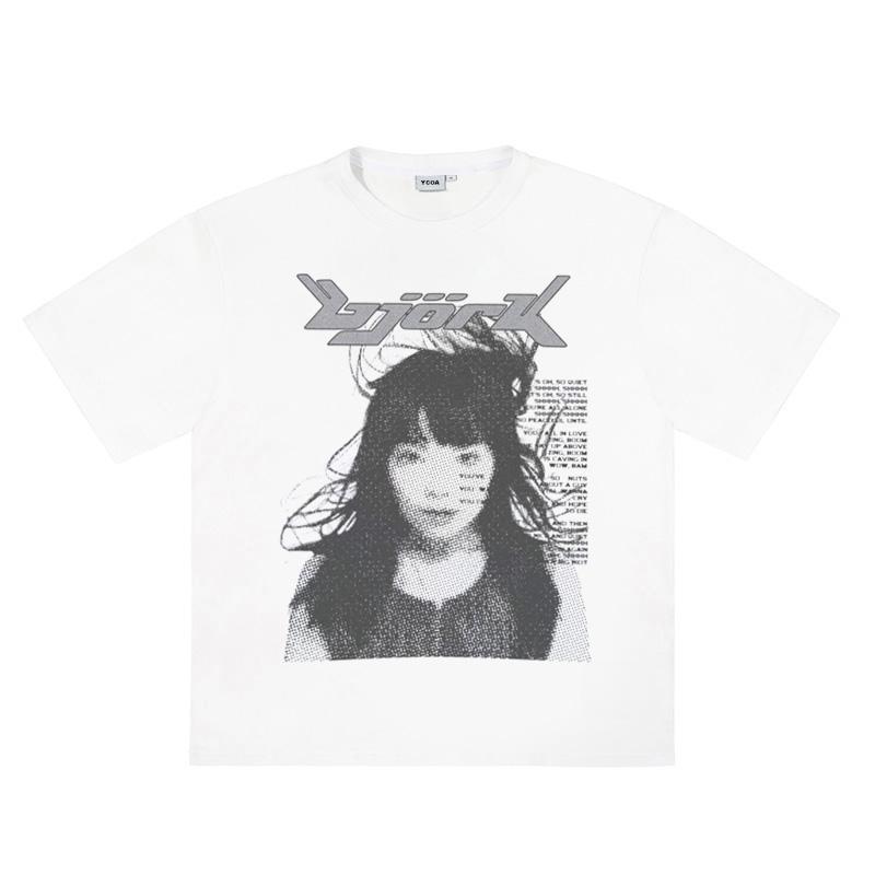 Womens TShirt Bjork Tees Y2k Tops Summer Cotton Harajuku Graphic Short Sleeve Korean Fashion Aesthetic Y2k Streetwear Clothing