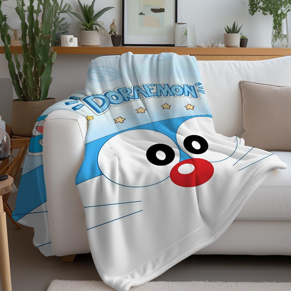 Cute Cartoon Anime D-Doraemon Blanket Warm And Soft Suitable For Bedroom Living Room Sofa Bed Office Travel Camping
