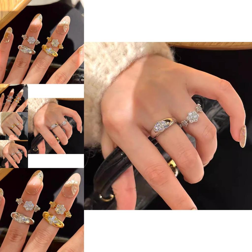 Luxurious Open Adjustable Floral Design Ring For Women Featuring Brilliant Sparkling Diamonds