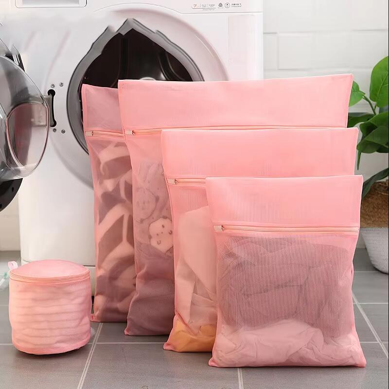 5-Piece/Set Solid Color Zipper Style Household Laundry Bag Underwear Special Protect Laundry Bag Travel Luggage Underwear Bag