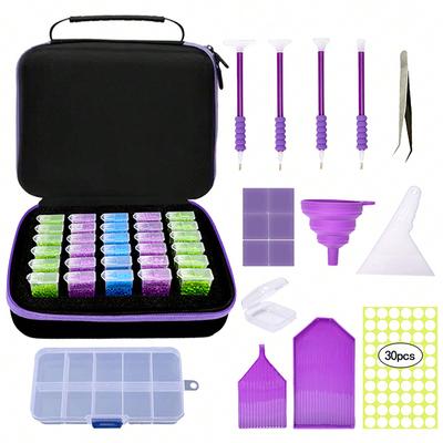1 Set of Diamond Painting Storage Box, 5D Diamond Painting Kit Storage Box, Diamond Pen and Tool Kit, Suitable for DIY Art Storage Jewelry
