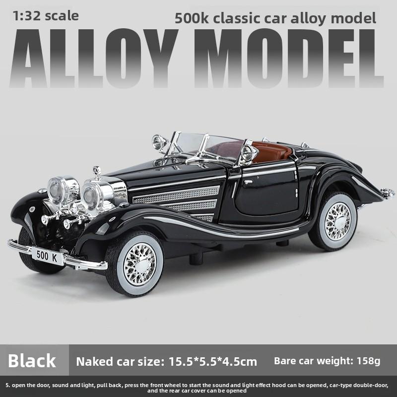 1:32 500K Alloy Classic Vintage Car Silver Plating High Simulation Diecast Metal Model Car Children's Toys Collection Gifts