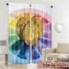 2pcs, 2D FLAT PRINTING Curtains (Without Rod) CryptoSpectrum Contemporary Chic Curtains Versatile 100% Polyester Curtains All