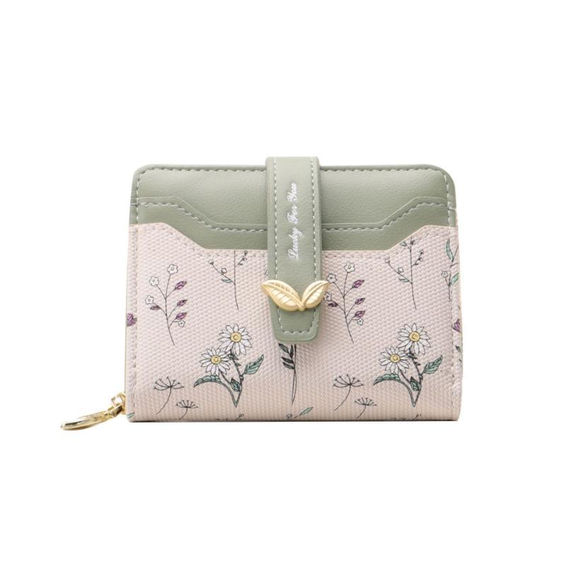 Multifunctional flower wallet women's short thin and compact zipper change bag new women's wallet card bag