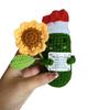 Crochet Emotional Support Cucumber Doll With Flower Home Room Decoration Handmade Knitted Positive Xmas Potato Christmas Gift