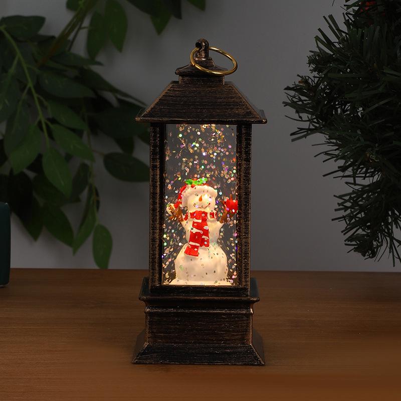 Santa Claus Light-Up Phone Booth Lantern: Christmas Tabletop Oil Lamp Ornament