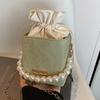 High End Small Bag for Women's New Style Pumping Bucket Bag for Women Casual Chain Bag Beaded Shoulder Crossbody Bag