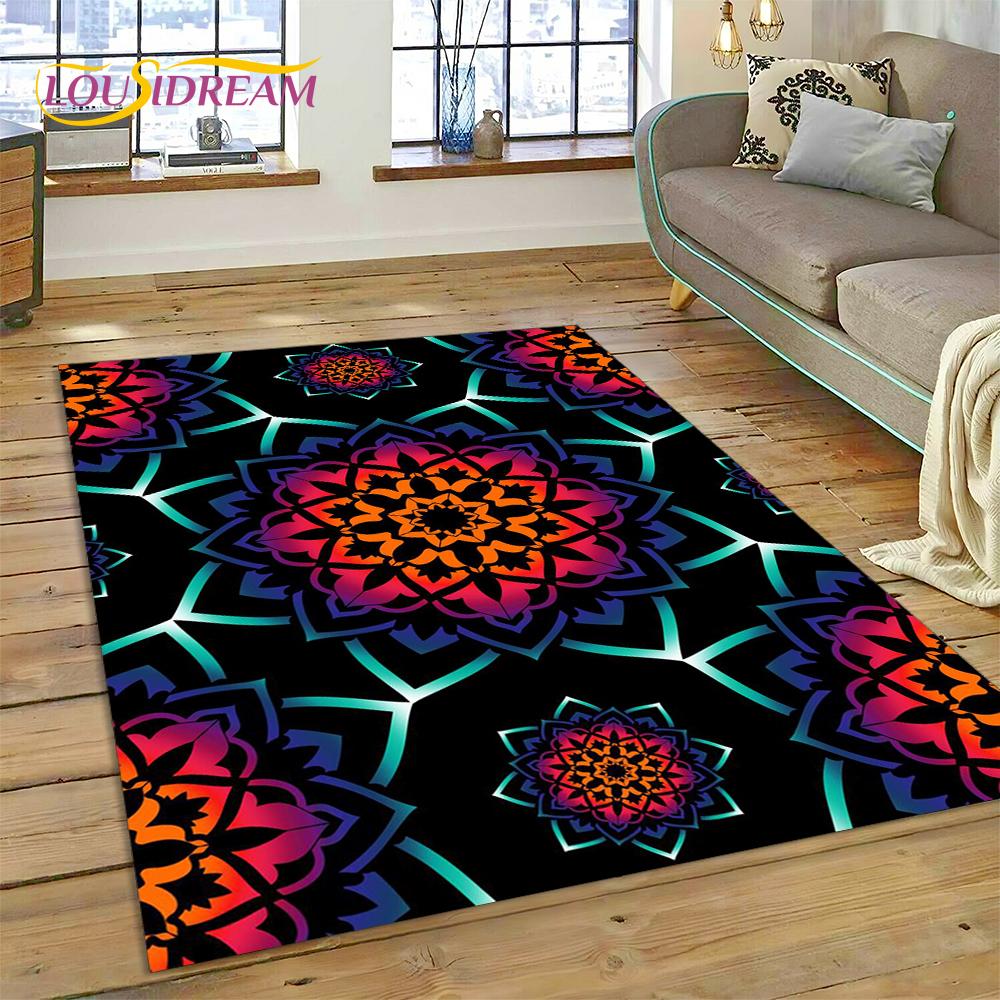 Meditace Mandala Bohemia Duch Přírody Jógový Koberec Kobereček pro Domácí Obývací Pokoj Ložnici Pohovku Dekorace, Oblastní Koberec Protiskluzová Podložka