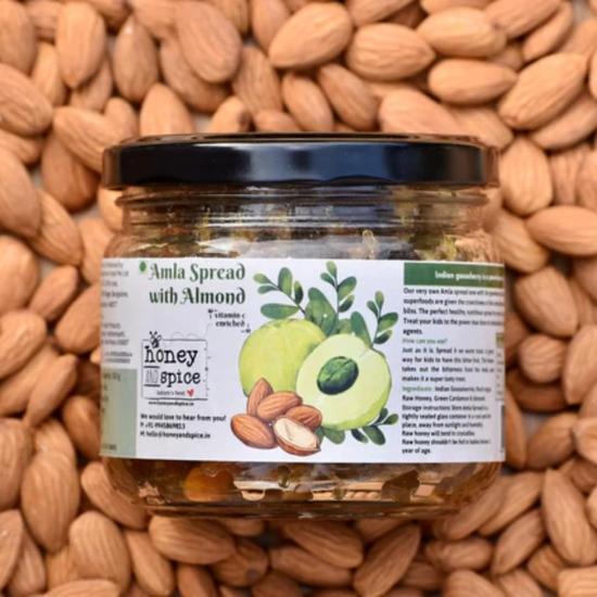 Honig und Gewürze - Amla-Aufstrich (Stachelbeermarmelade) mit Mandel (350g) | Indische Stachelbeeren, Mandeln und roher Honig | Reich an Vitamin C