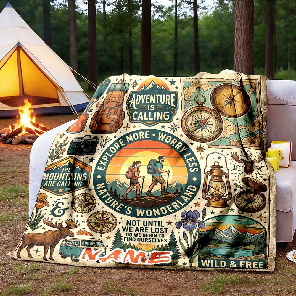 Adventurecalling Customize Your Name Outdoor Blanket Comfortable Soft Lightweight Allseason Multipurpose Blanket For Camping Picnics Sofa Office Bed