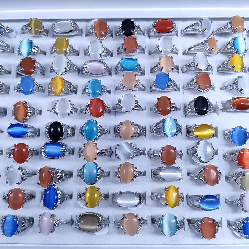 

5 шт. женское кольцо из натурального камня с павлиньим камнем, простой стиль, ювелирные изделия из сплава