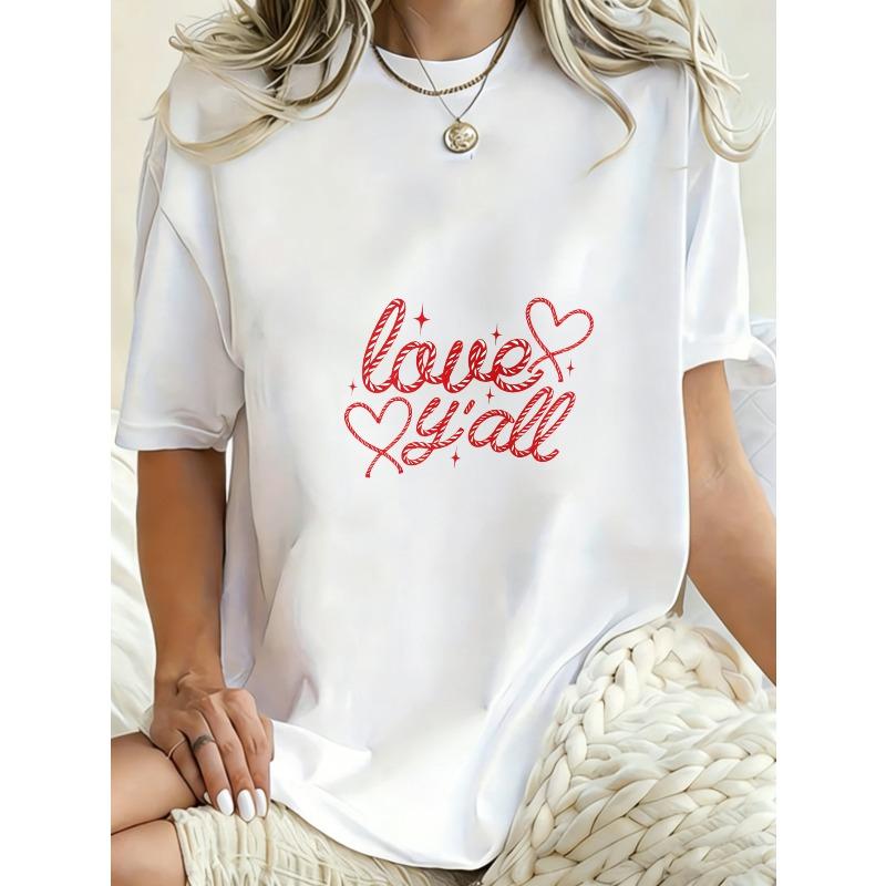 Oversized T Shirt Dress Black Love Yall Rhinestone Heart Print Casual Streetwear Fashion Women Summer Outfit