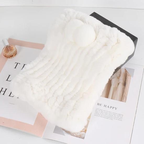New lady real rex rabbit fur hat Natural warm rex rabbit fur hat scarf Women hand knitted soft real rabbit fur caps scarves