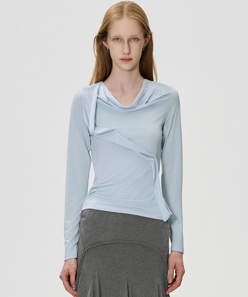 KIMZISU Draped Fold T-Shirt_Sky Blue