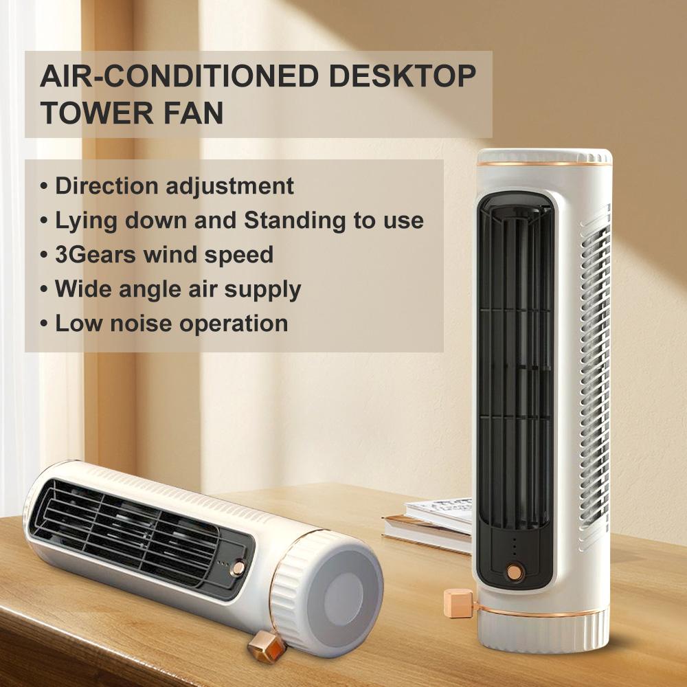 Desktop Tower Fans Circulation Air Conditioner 20dB Quiet Floor Fan,USB Rechargeable 3 Gears Wind Speed,Wide Angle Air Supply
