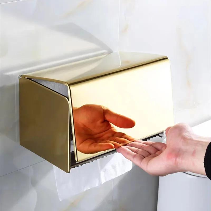 Stainless Steel Tissue Holder Waterproof Non-punching Square Pumping Box Roll Box Toilet Paper Holder