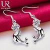 925 Sterling Silver AAA Zircon Dolphin Piercing Earrings Fashionable Wedding Jewelry