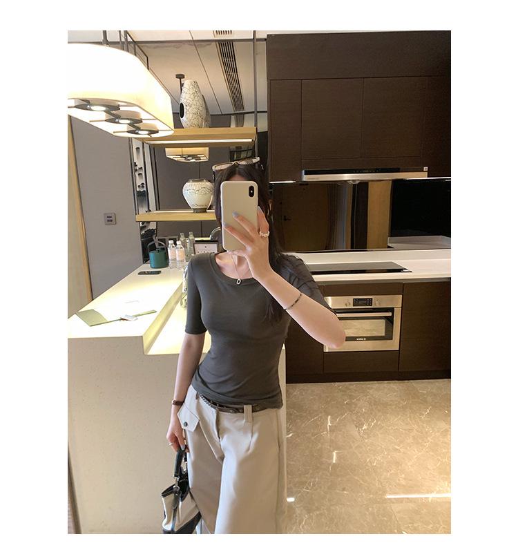 2026 Sexy Backless Short Sleeve T-Shirt - Women's Slim Fit Round Neck Top