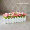 Artificial Flower Set: Wooden Fence & Small Potted Plants for Home Decoration