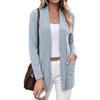 Women's Open Front Cardigan Long Sleeve Loose Fit Casual Solid Color Pocket Sweater Jacket Autumn Outerwear