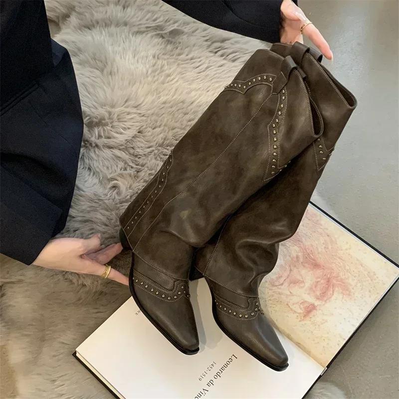 Winter Shoes Woman Thigh High Boots Fashion Back Zippers Long Knight Booties Ladies Thick Sole Girl Shoes