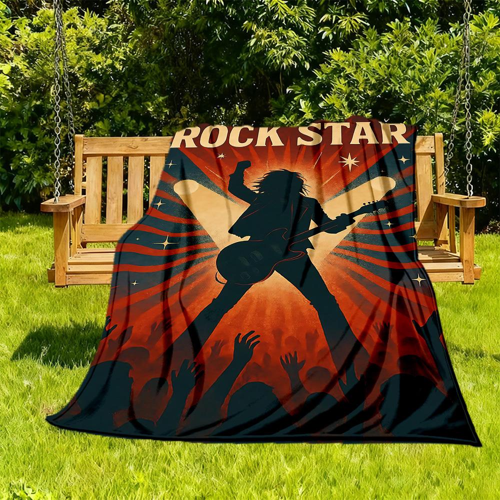 1pc Rock Star Outdoor Blanket Lightweight Flannel, All-Season Use for Sofa, Bed, Travel, Camping, Living Room, Office, Couch008