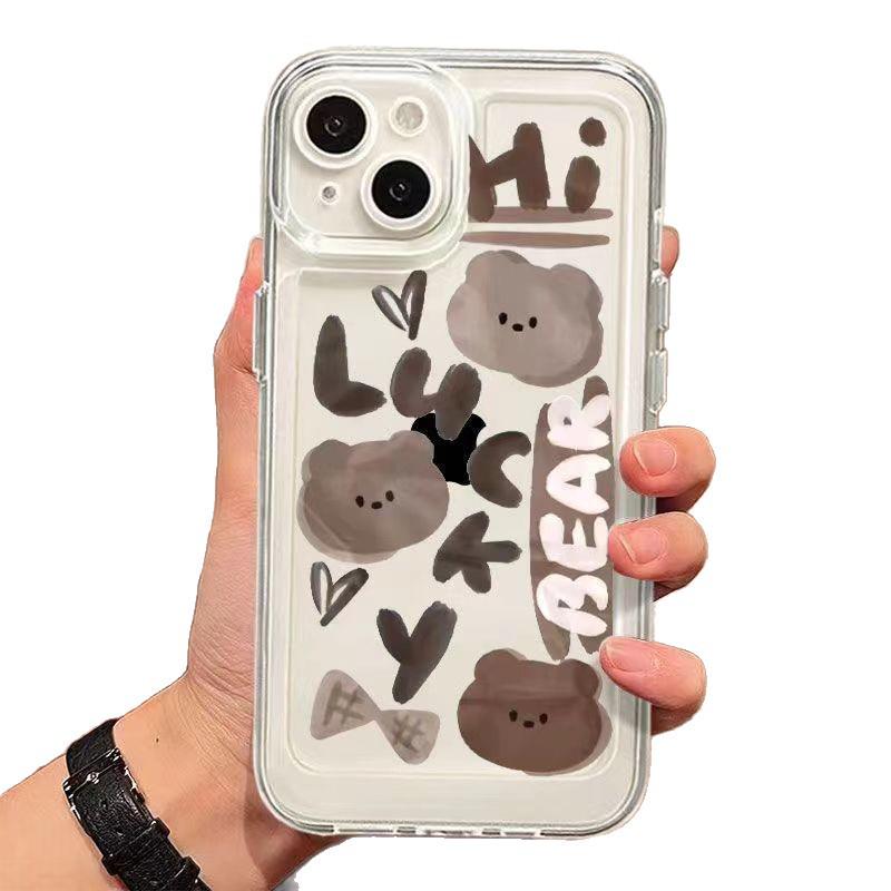 Cute Bear Head Phone Case for Apple 17PROMAX, 16PRO, 15/13/14/12/11 with Precise Cutouts