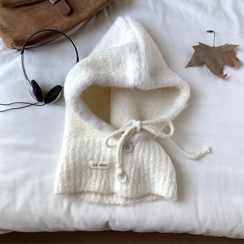 Korean Style Knitted Beanie Hat For Women Adjustable Bow Tie Lazy Style Winter Warm Soft Balaclava Hat Outddoor Windproof Bonnet