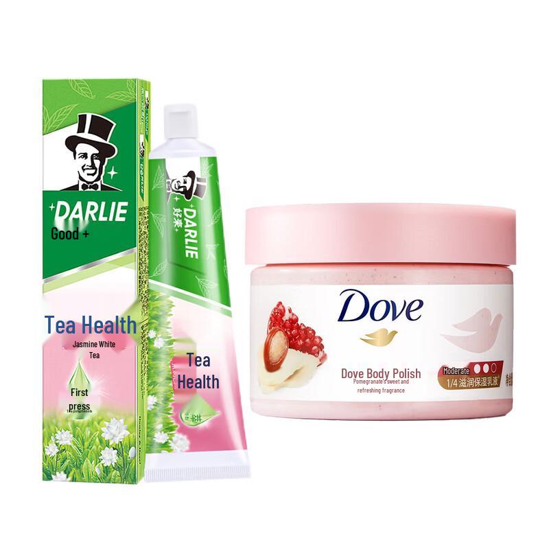 Семейный набор: Зубная паста Darlie и Скраб для тела Dove