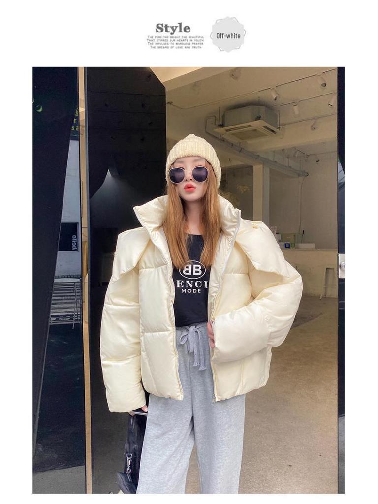 Damen College-Stil Baumwollgepolsterte Jacke - Herbst/Winter Kollektion 2025. Kurze, lockere, dicke Oberbekleidung in Bonbonfarben.