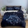Wolf Constellation Night Sky Bedding Duvet Cover Set Duvet Cover Pillowcases  (1*Duvet Cover 2*Pillowcases, Without Duvet Insert)