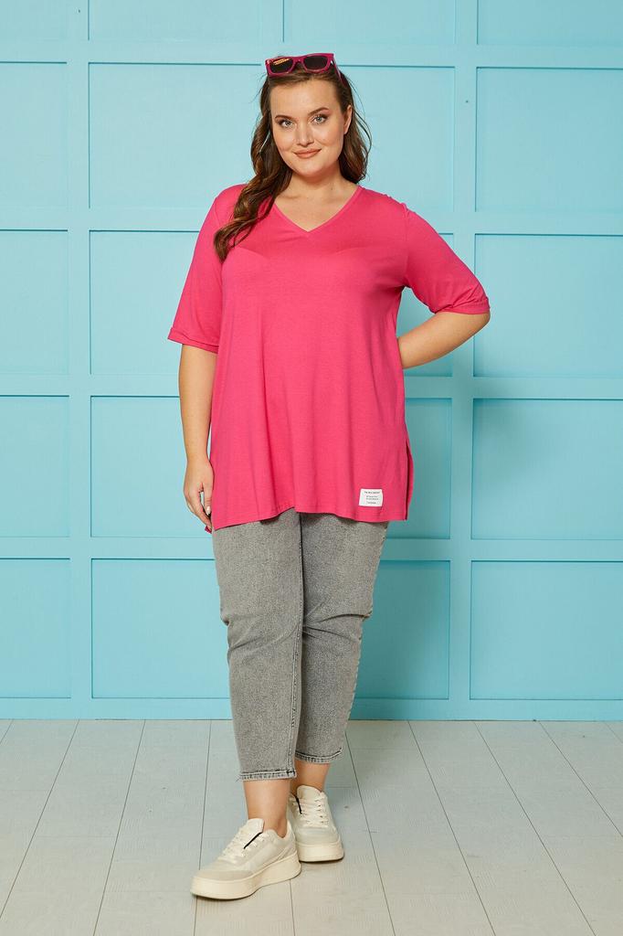 Tricou Stil Femei Mărime Mare Gât în V Larg de Bază