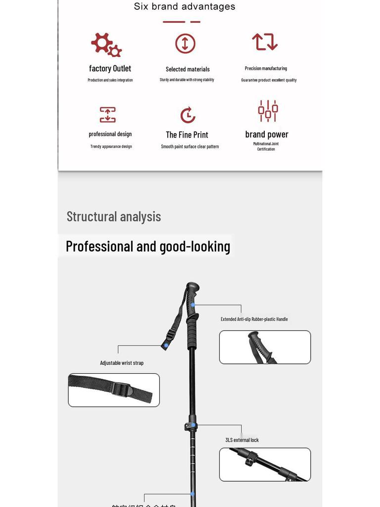 Unisex 2-Pack Aluminum Trekking Poles with Accessories, 3-Section External Lock, Portable Hiking Sticks
