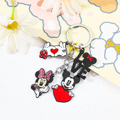 S Niedlicher Minnie Maus Herzförmiger Anhänger Schlüsselanhänger. Mickey s Romantischer Charme Geburtstagsgeschenk Reise-Rucksackzubehör