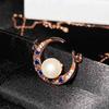 Niche Design Style Necklace Creative Moon Pearl Pendant, Star And Moon Earrings Pearl Ring Bracelet Set For Women